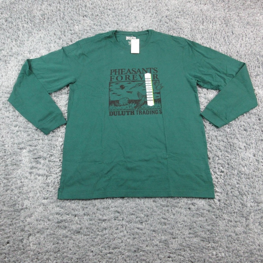 Duluth Trading Shirt Mens Medium Green Longtail T Relaxed Pheasants Forever NWT